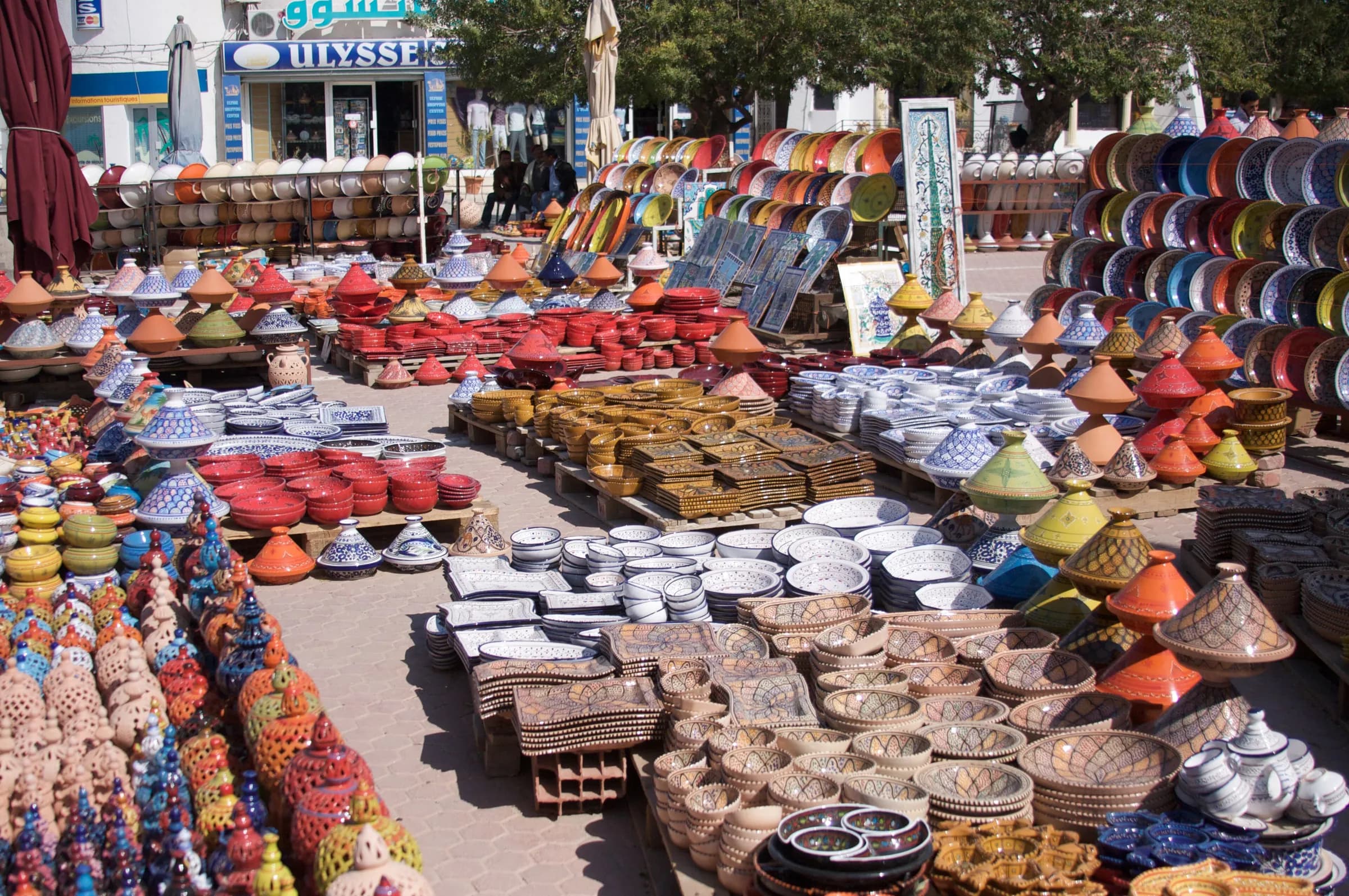 Painted ceramics for sale in Houmt Souk, Djerba