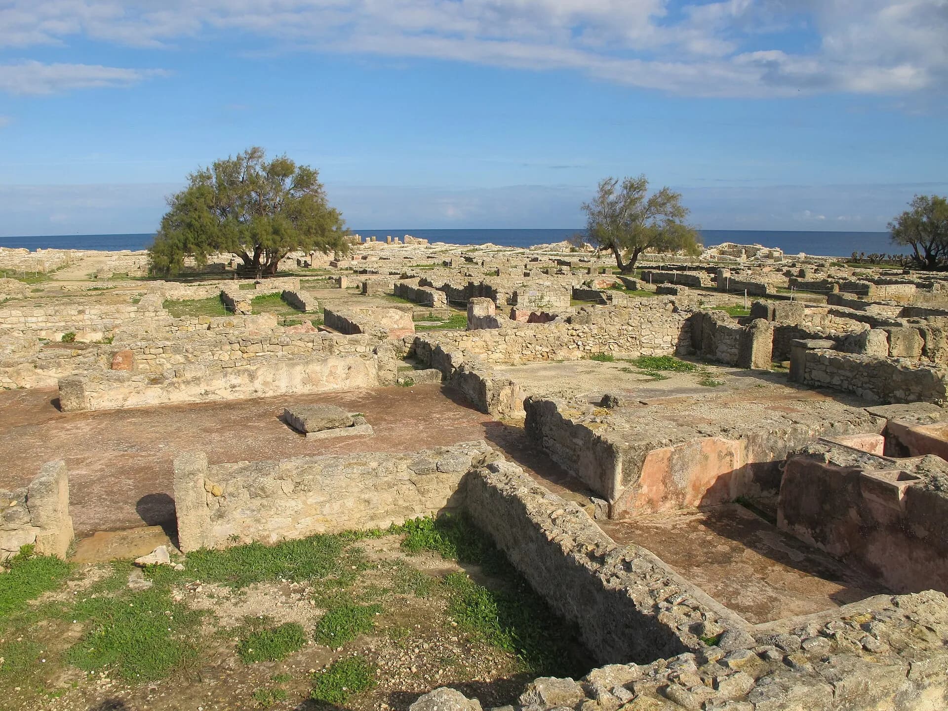 Foundations of Punic houses at Kerkouane beside the sea