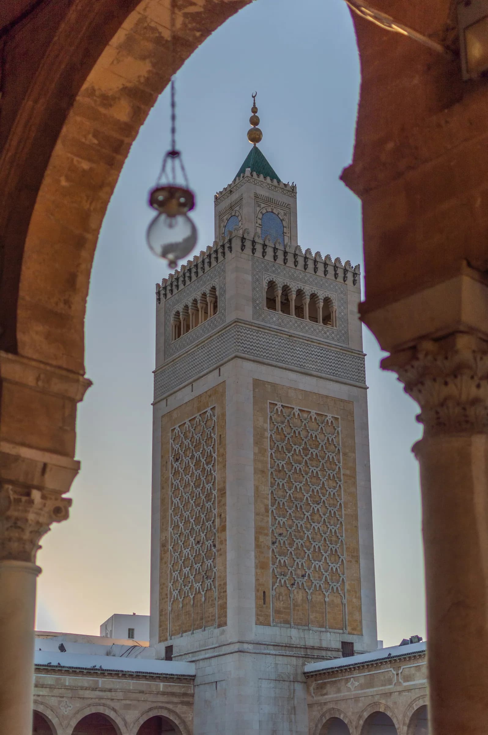 The Zitouna minaret seen through an arch of the mosque